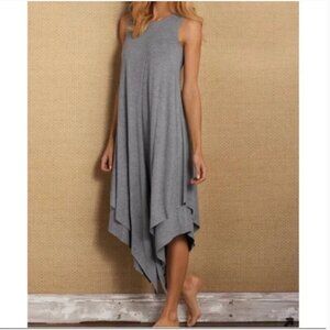 Soft Surroundings Alexandra Asymmetrical Sleeveless Jersey Dress Gray S 2AX32